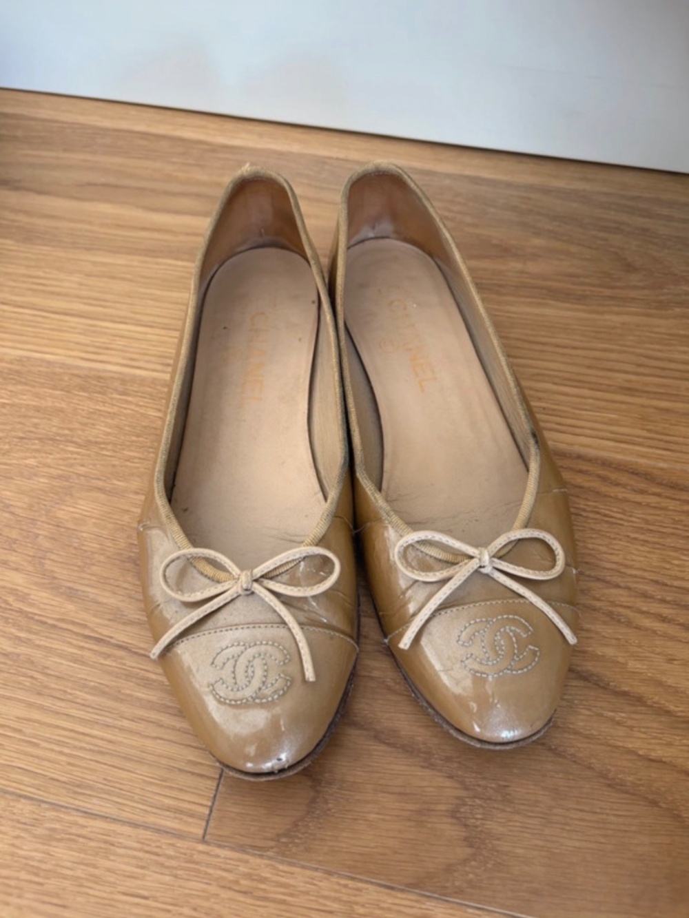 Chanel ballerinas ballet flats gold beige EU38.5